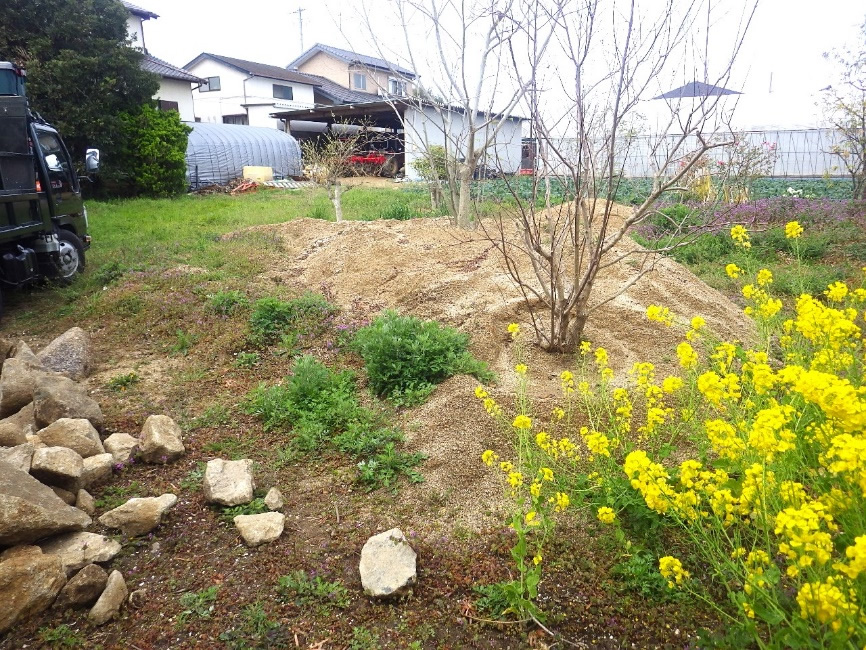 田原市 Y邸 タイル張りのベンチと花壇 ビフォー